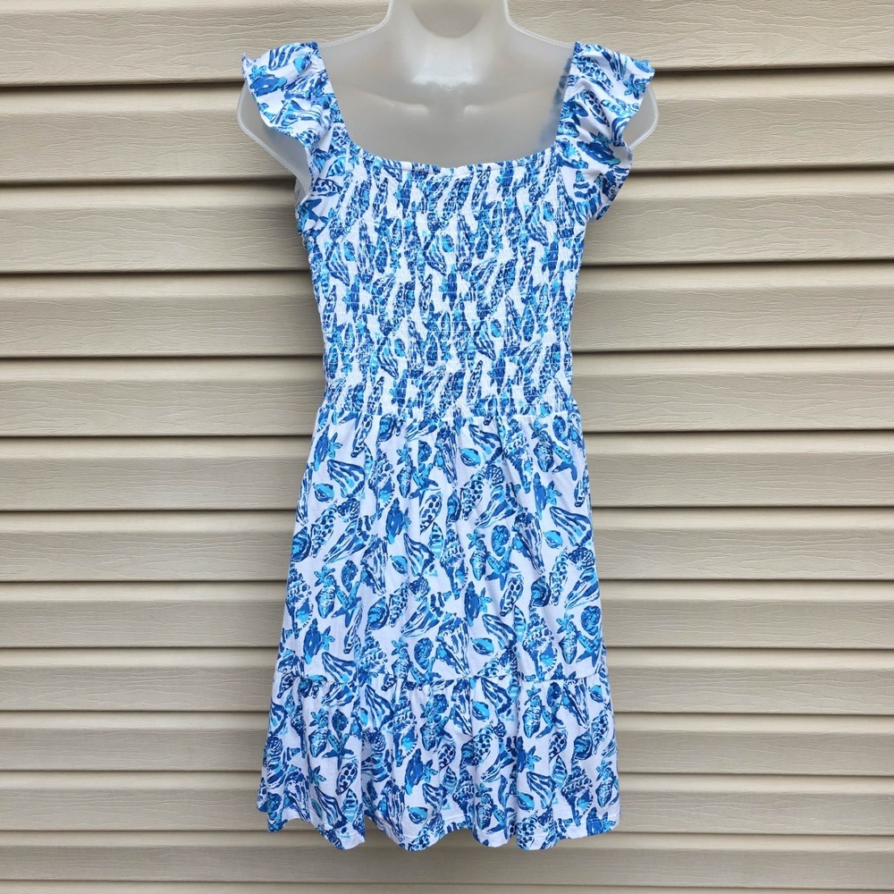 Lilly Pulitzer Jilly Smocked Dress Resort White Shell Collector Youth Girls XL - Picture 3 of 6